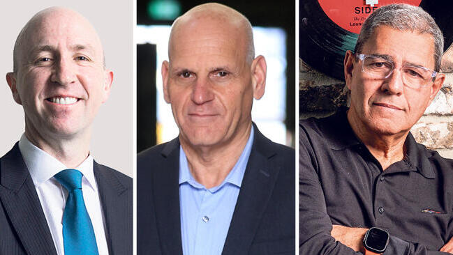 מוטי גוטמן מנכ"ל מטריקס, בצלאל מכליס מנכ"ל אלביט ו סקוט ראסל מנכ"ל נייס