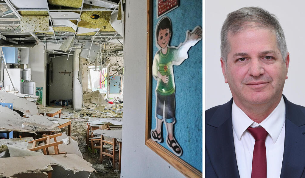 שר החינוך יואב קיש לצד פגיעה מטיל איראני ב גן ילדים ב ראשון לציון