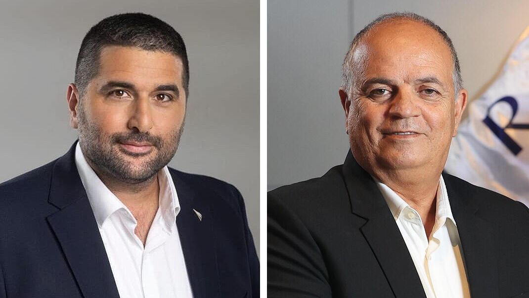 מימין מנכ"ל רפאל יואב תורג'מן ומנכ"ל רשות החברות רועי כחלון