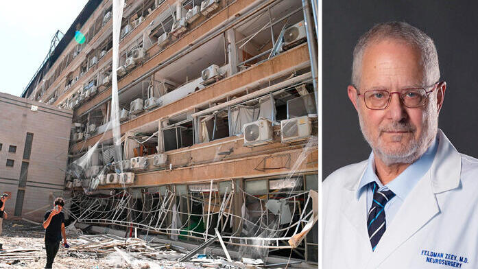 זאב פלדמן ו הרס בבית החולים סורוקה בעקבות נפילת טיל איראני ביוני 2025