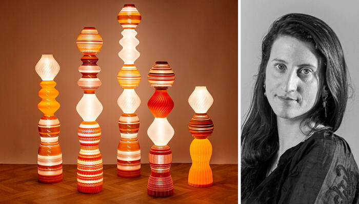 יערה נוסבוים וגופי התאורה שהדפיסה (צילומים: סטודיו Ditales) מוסף נדל"ן 2026 יערה נוסבוים מלאכת יד דיגיטלית