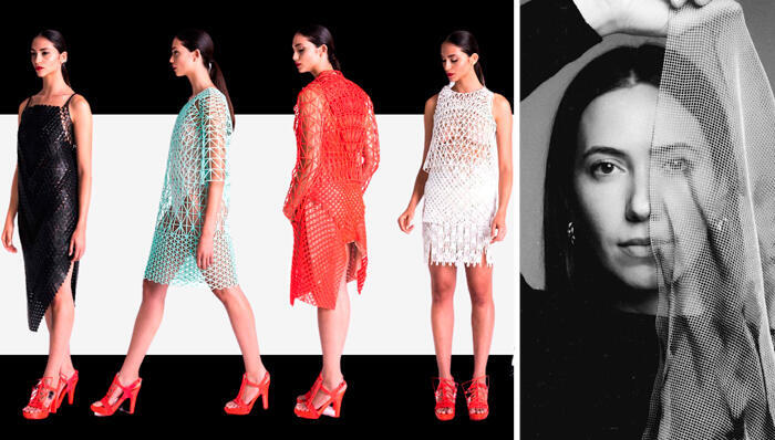 דנית פלג ושמלות שהדפיסה (צילומים: טל עבודי דריה רטינר) מוסף נדל"ן 2026 דנית פלג הבגדים הם קבצים אין בזבוז