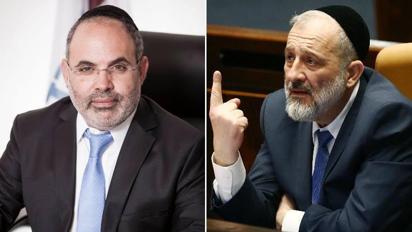 יו"ר ש"ס אריה דרעי והמשנה למנכ"ל משרד הפנים משה מור יוסף