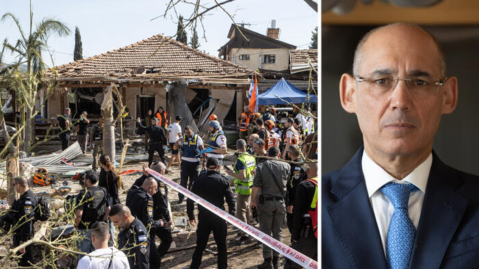 מימין אמיר ירון ו ב זירת נפילה פגיעה ב מושב אשתאול ב שפלה