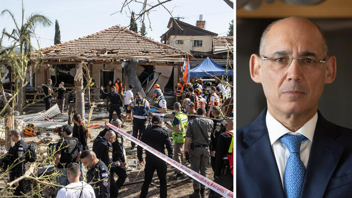 מימין אמיר ירון ו ב זירת נפילה פגיעה ב מושב אשתאול ב שפלה