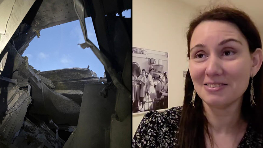 מרינה קבילו. ביתה נפגע מכטב"ם (צילום: יאיר קראוס, כב״ה חוף) מרינה קבילו קיבוץ שומרת שמרת פגיעה ישירה בית כטב"ם