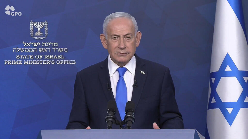 נתניהו בהצהרה בערב הפסח. אחרי שהמלחמה עם איראן תיגמר תהיה מלחמה בבג"ץ, באופוזיציה, בערוצי התבהלה (צילום: לע"מ) ביבי הצהרה לתקשורת שאגת הארי