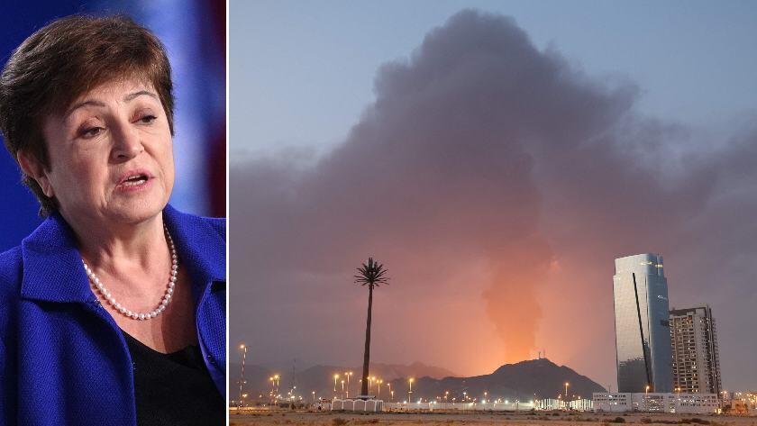 מנכ"לית קרן המטבע קריסטלינה גאורגייבה, לצד פיצוץ באיחוד האמירויות