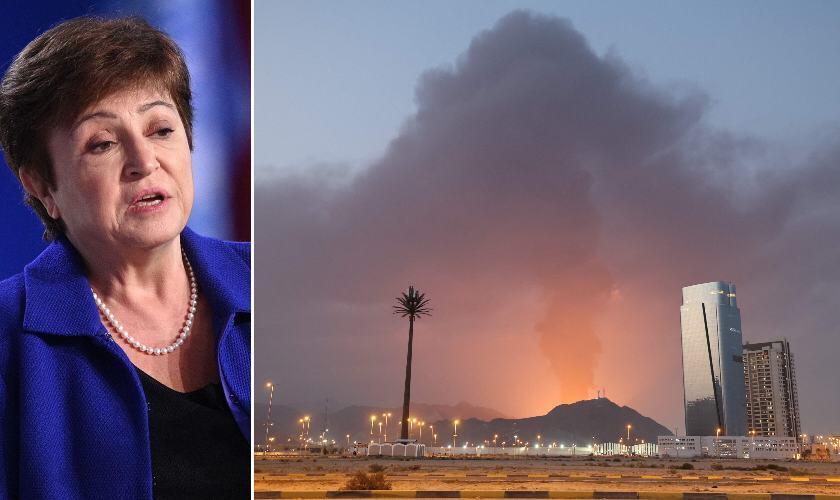 מנכ"לית קרן המטבע קריסטלינה גאורגייבה, לצד פיצוץ באיחוד האמירויות