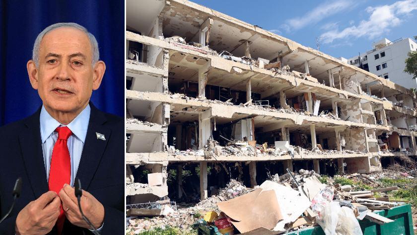 רה"מ נתניהו לצד בית דיור מוגן בטיל שנהרס מטיל איראני