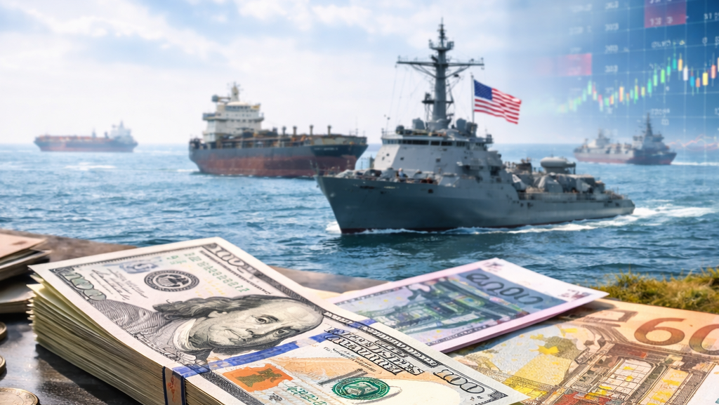 שטרות דולר על רקע ספינות