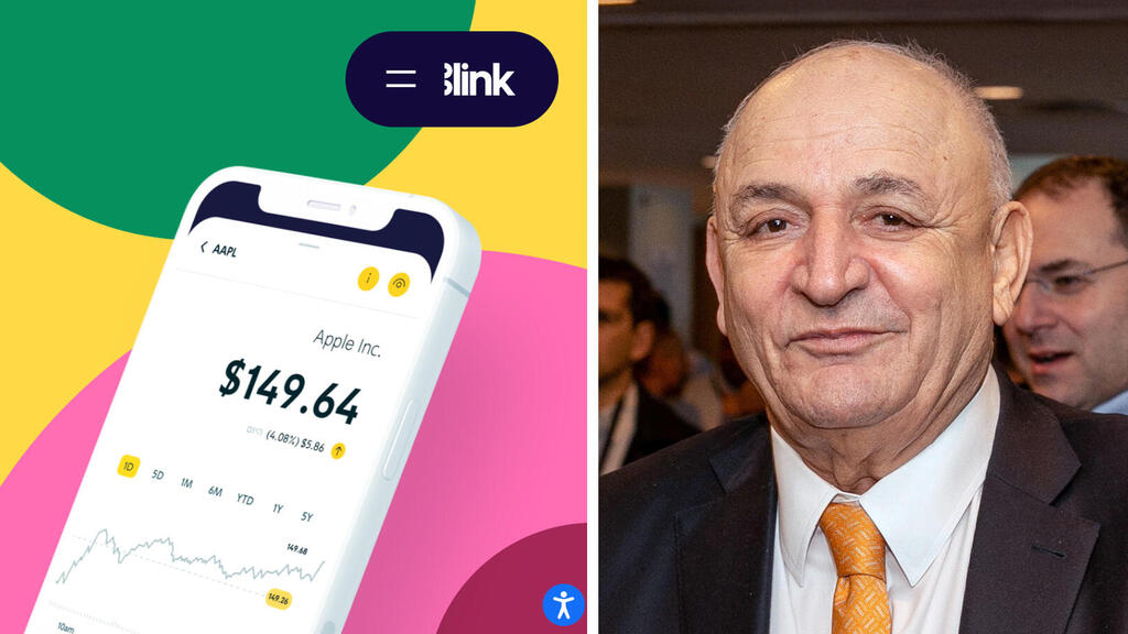 תשובה ואפליקציית בלינק. קבוצת דלק מחזיקה 40% מישראכרט (צילומים: אייל טואג, צילום מסך) יצחק תשובה ו האתר של בלינק Blink פלטפורמת מסחר בשוק ההון