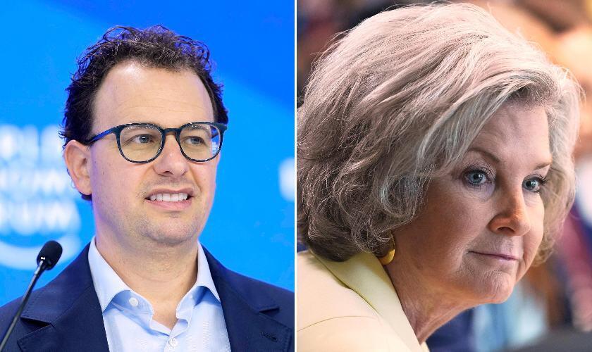 מימין: סוזי וויילס, ראש הסגל של הבית הלבן, ו דריו אמודיי, מנכ"ל אנתרופיק