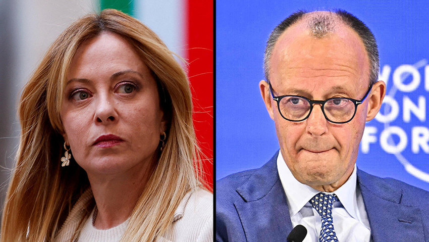 קנצלר גרמניה פרידריך מרץ וראשת ממשלת איטליה ג'ורג'ה מלוני