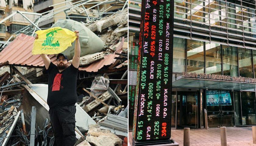 בורסת תל אביב בורסה לצד תומך חיזבאללה ב ביירות לבנון אחרי הפסקת האיש