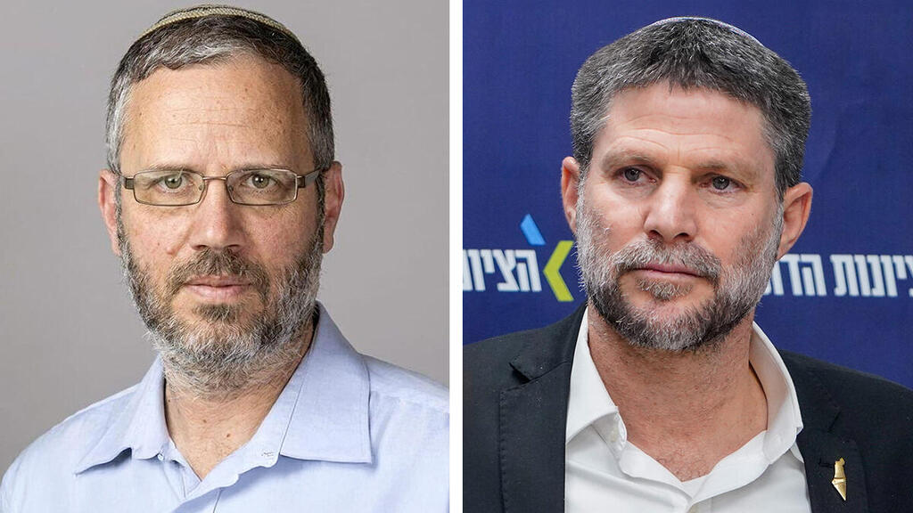 מימין בצלאל סמוטריץ שר האוצר ו ישראל מלאכי המיועד לתפקיד מנכ"ל האוצר