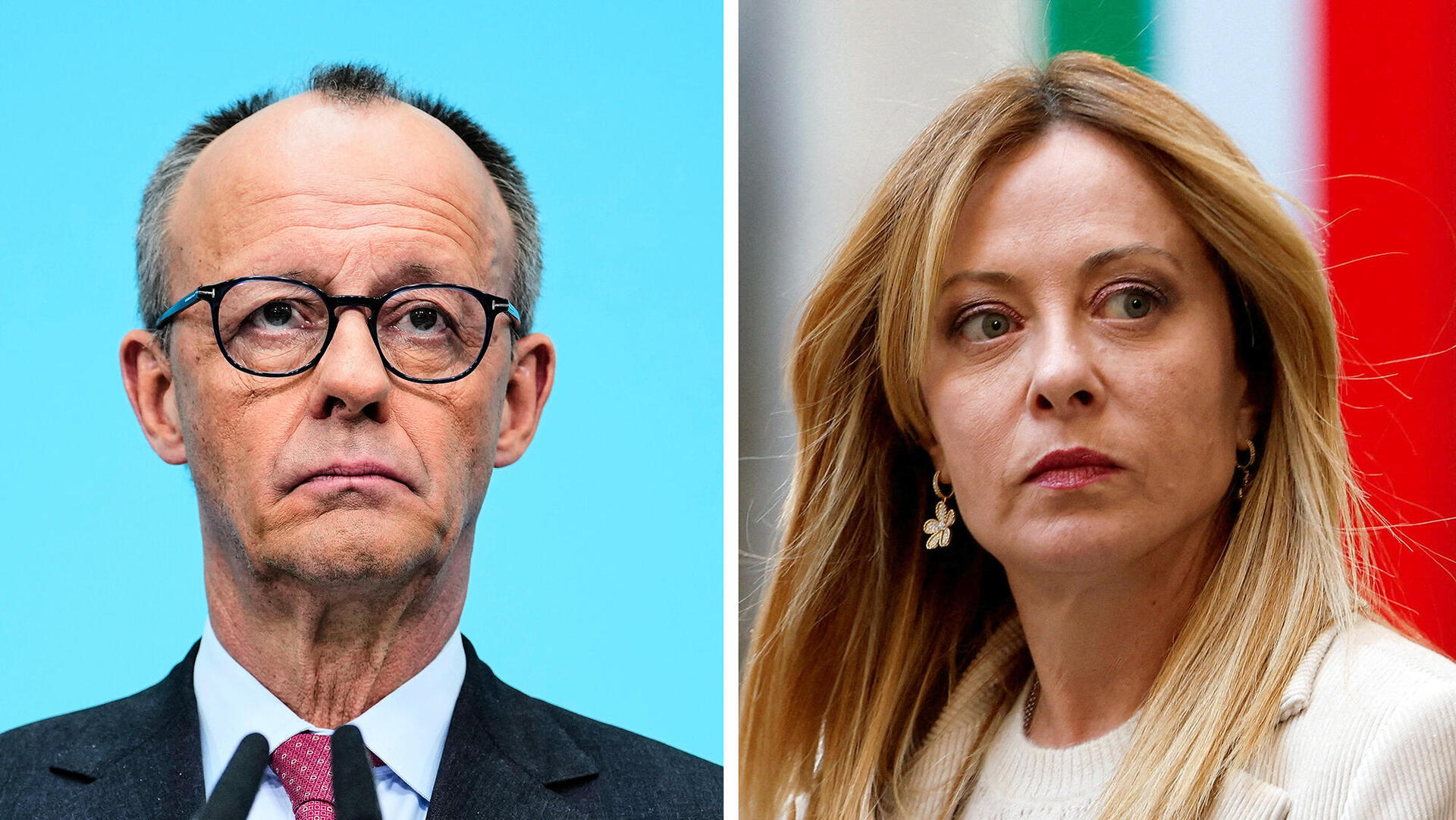 ראשת ממשלת איטליה ג'ורג'יה מלוני וקנצלר גרמניה פרידריך מרץ