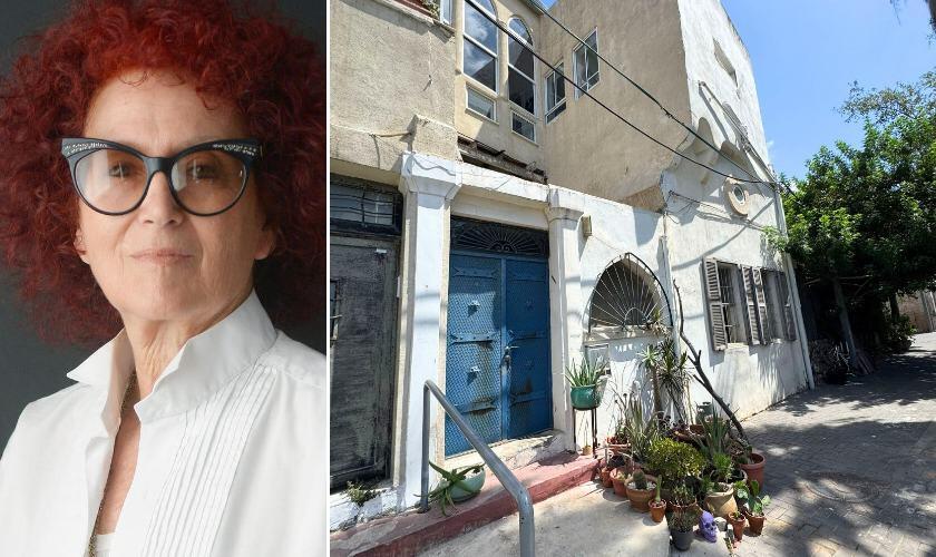 המעצבת תמרה יובל ג'ונס לצד הבית שלה ביפו