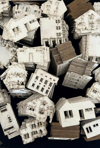 היצירה עקורים של האמנית אנדי ארנוביץ ב ביאנלה פנאי