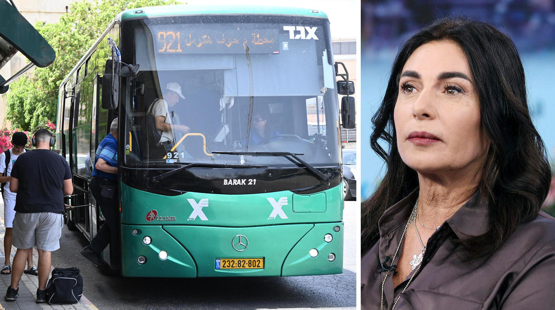 שרת התחבורה מירי רגב לצד אוטובוס אגד
