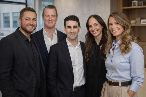 Protego's Lital Leshem (from right) and Lee Moser with the founders of Rilian. 