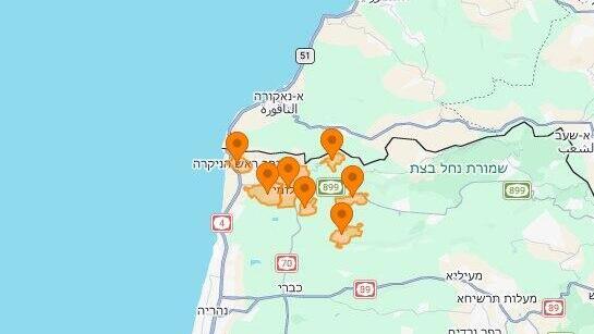 מפת התרעות בצפון