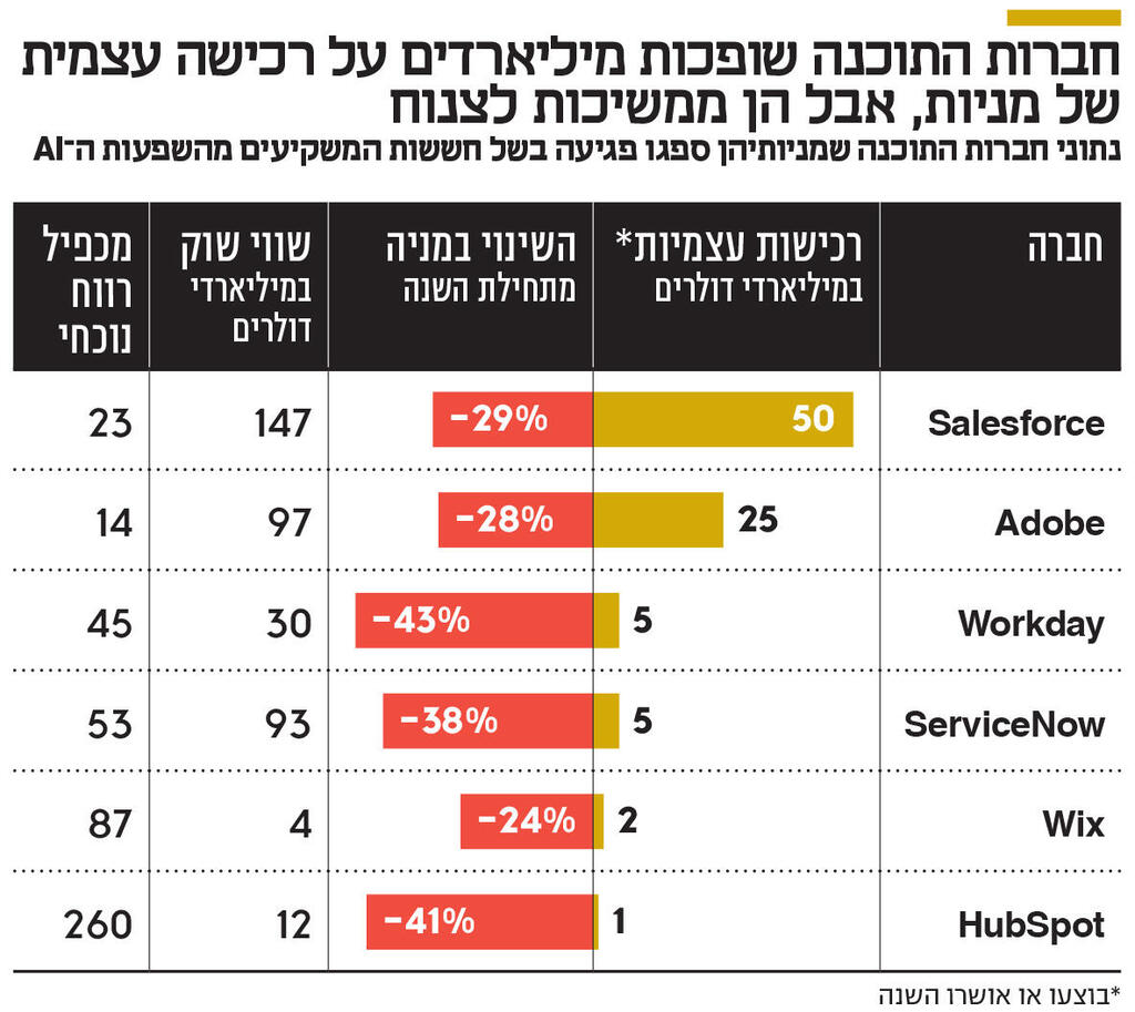 אינפו חברות התוכנה שופכות מיליארדים על רכישה עצמית של מניות, אבל הן ממשיכות לצנוח