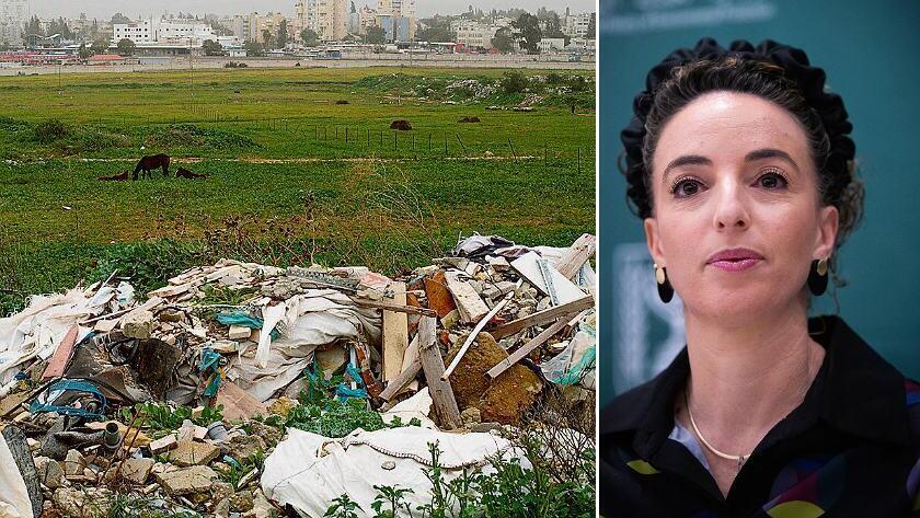 עידית סילמן , לצד פסולת בניין שהושלכה בשטח פתוח