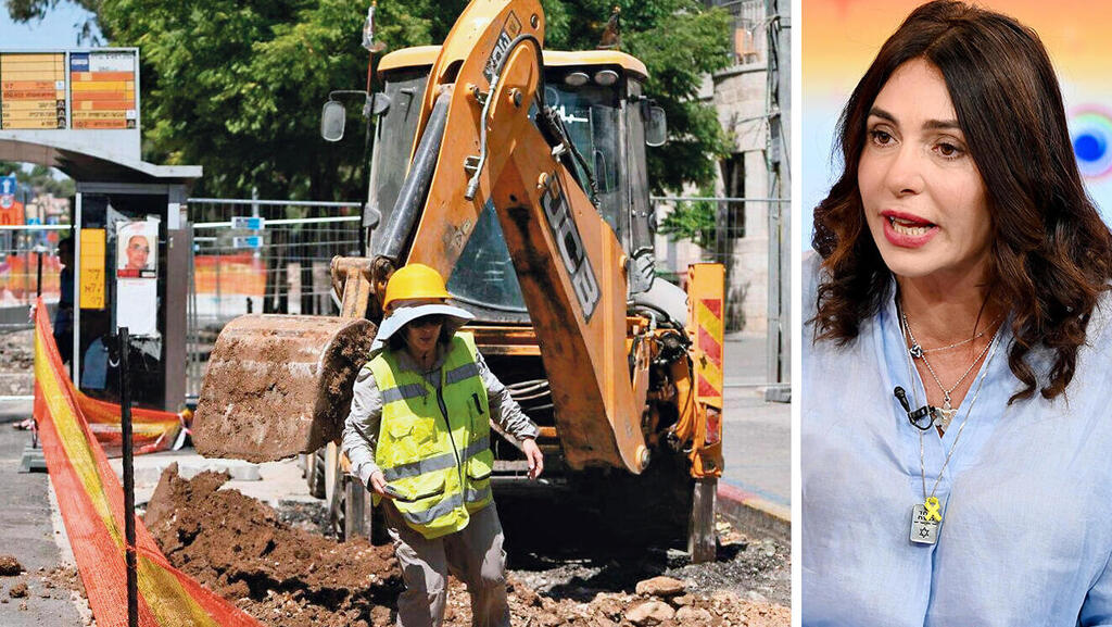 שרת התחבורה מירי רגב לצד עבודות ב קו הכחול של הרכבת הקלה בירושלים הקו הכחול רכבת קלה ב ירושלים
