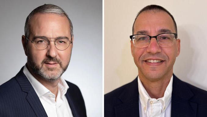 מימין: משה מרדכי ויואן קדוש, יו"ר סיגמא קלאריטי (צילום: מאיר אדרי) משה מרדכי ו יואן קדוש