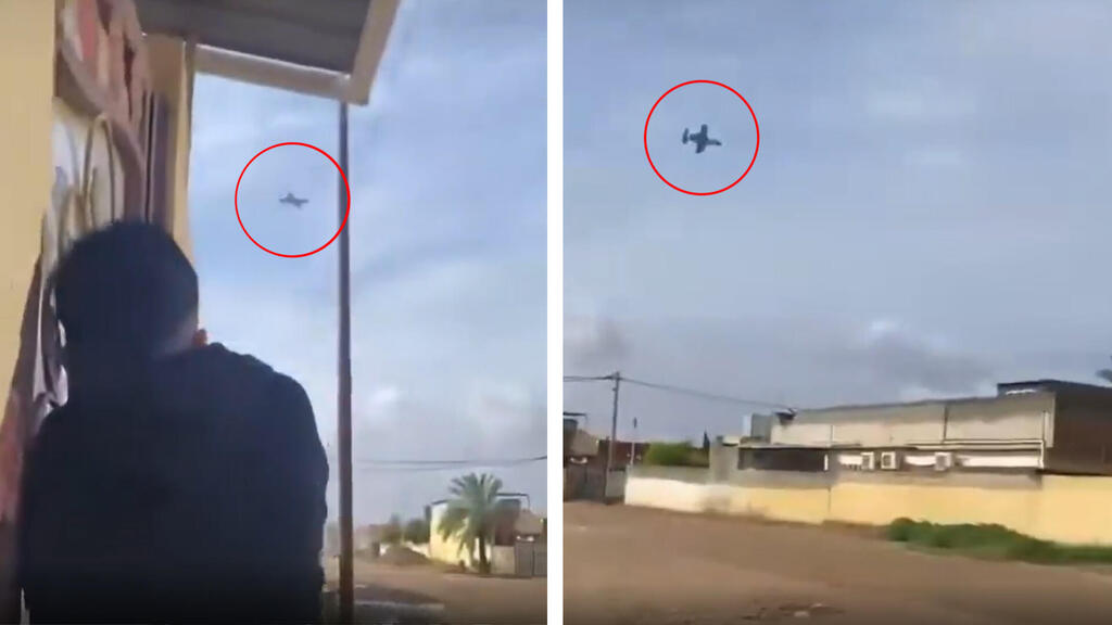 מתחבאים ומצלמים. מחבלים מתעדים מתקפת A10 על המחנה שלהם (צילום: תיעוד מיליציה עיראקית) הקברניט A10 מטוס תקיפה 16