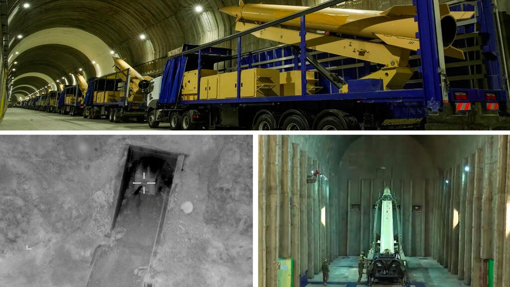 משגרים איראניים במנהרה, באולם שיגור ואחד מציץ מפתח מנהרה (צילום: תיעוד איראני) הקברניט עיר טילים איראן תת קרקע
