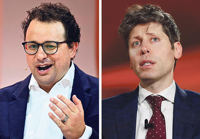 Anthropic CEO Dario Amodei and OpenAI CEO Sam Altman. (Photos: JULIEN DE ROSA/AFP, Anna Moneymaker/Getty) מימין מנכ"ל OpenAI סם אלטמן ומייסד ומנכ"ל אנתרופיק אנת'רופיק דריו אמודיי