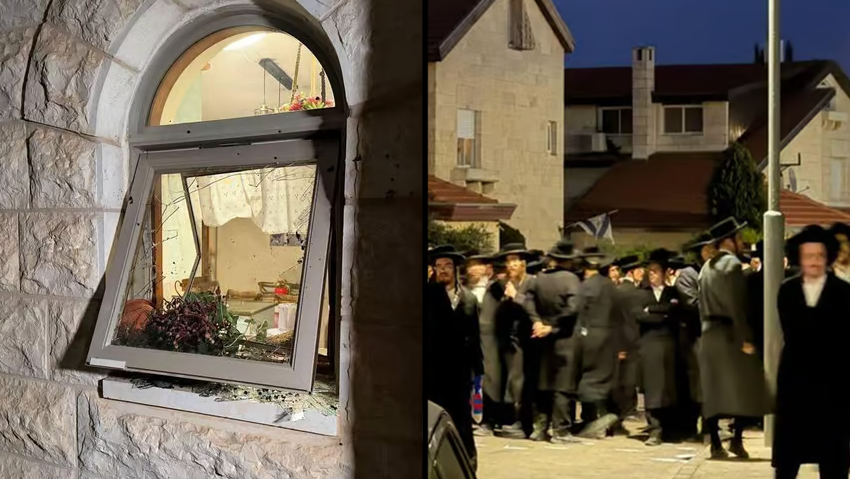 פורעים חרדים מחוץ לביתו של השופט נעם סולברג (צילום: לירן תמרי) פורעים חרדים מחוץ לביתו של השופט נעם סולברג