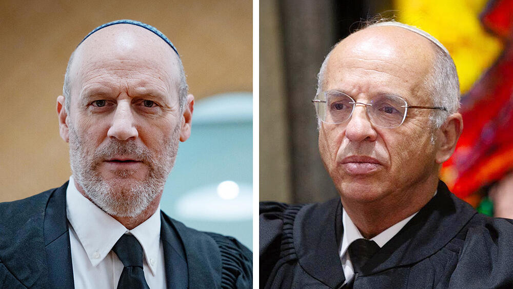 מימין המשנה לנשיא העליון השופט נעם סולברג ועו"ד מיכאל ראבילו המועמד לתפקיד מבקר מדינה