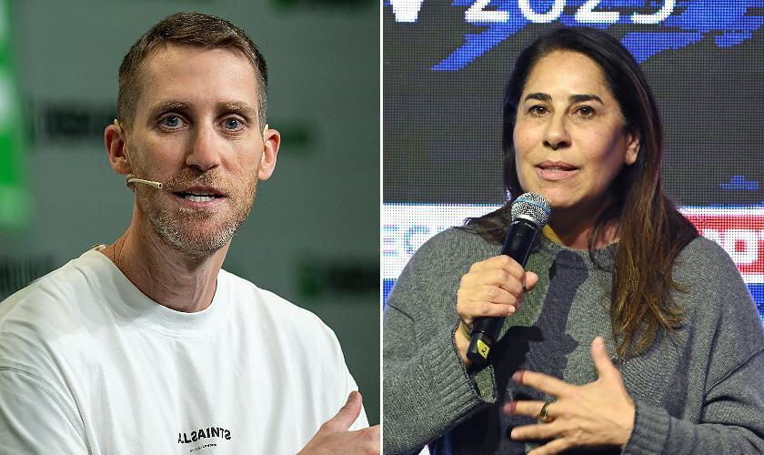 Merav Bahat (right) and Assaf Rappaport. (Photos: Kobi Kuenkas and David Paul Morris/Bloomberg) מירב בהט אסף רפפורט