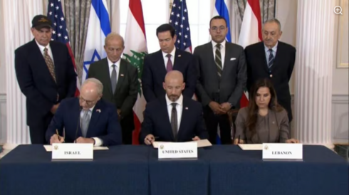 הכרה הדדית בריבונות - ונסיגה: ישראל ולבנון חתמו בוושינגטון על הסכם מסגרת