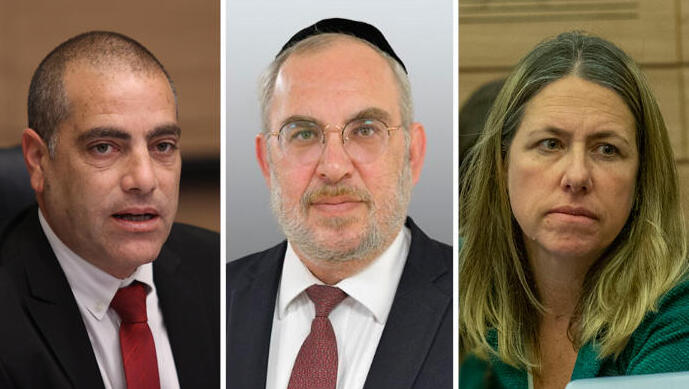 מימין המשנה ליועמ”שית אביטל סומפולינסקי והח”כים יעקב אשר ו אופיר סופר