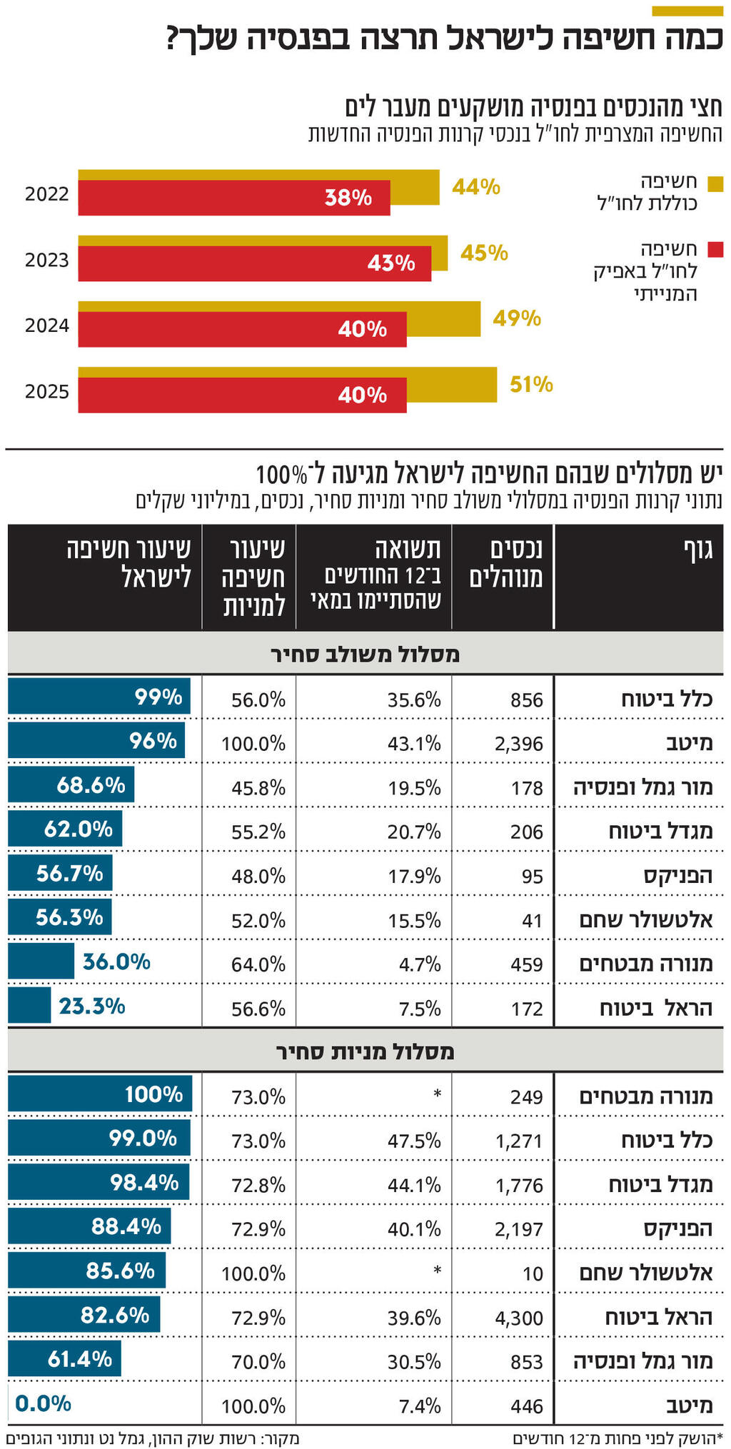 אינפו כמה חשיפה לישראל תרצה בפנסיה שלך?