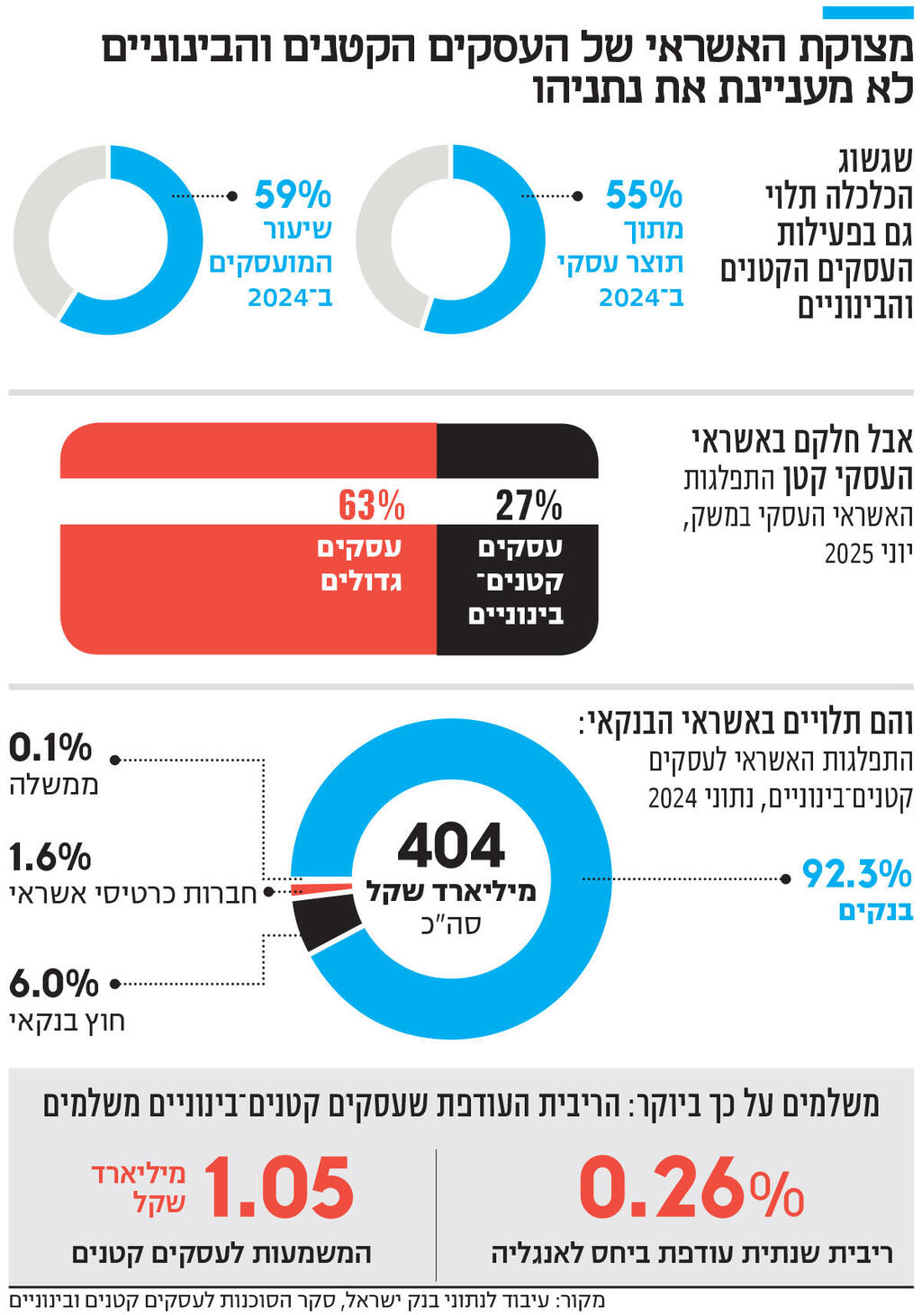אינפו מצוקת האשראי של העסקים הקטנים והבינוניים לא מעניינת את נתניהו