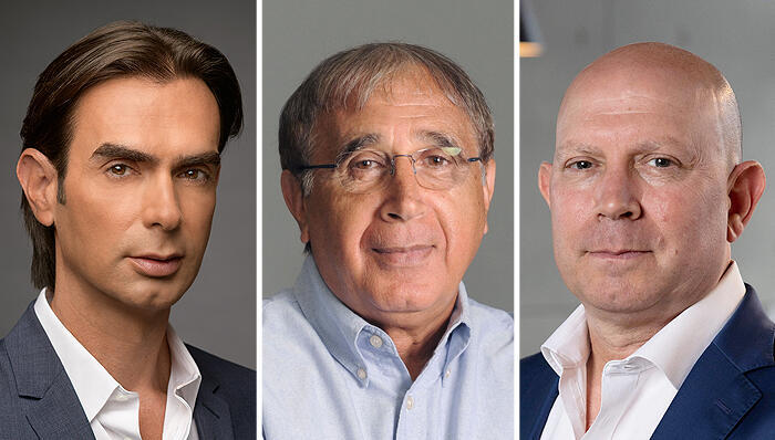 From right: Gaby Waisman, President and CEO of Nova, Rafi Amit, Chairman of PriorTech, Camtek, and Idan Wallace, CEO of Delek Group (Photos: Gilad Kavalerchik, Raanan Tal, Yonatan Bloom) מימין גבי ויסמן נשיא ומנכ"ל נובה רפי עמית יו״ר פריורטק קמטק ו עידן וולס מנכ"ל קבוצת דלק