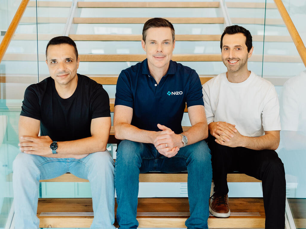 Neo founders. (Photo: Netanel Tobias) מייסדי Neo. מימין: ערן שיראזי, ניק וורנר ושלומי סאלם