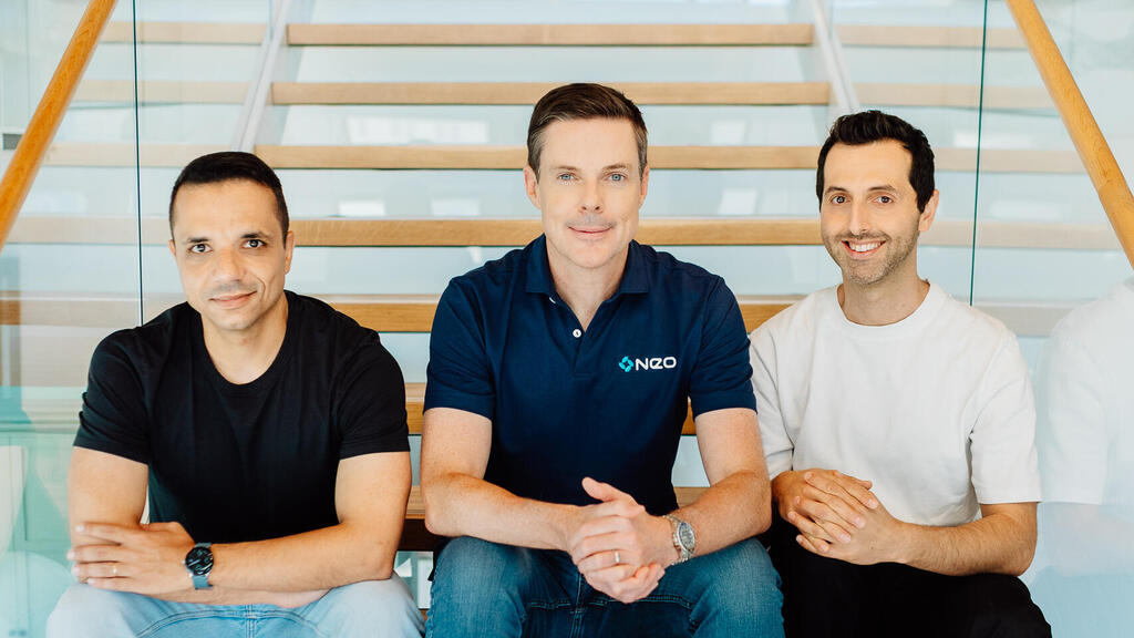 Neo founders. (Photo: Netanel Tobias) מייסדי Neo. מימין: ערן שיראזי, ניק וורנר ושלומי סאלם