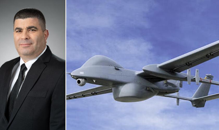 Guy Bar Lev. (Photo: IAI) גיא בר לב שנבחר למנכ"ל תעשייה אווירית הבא, לצד מל"ט של החברה