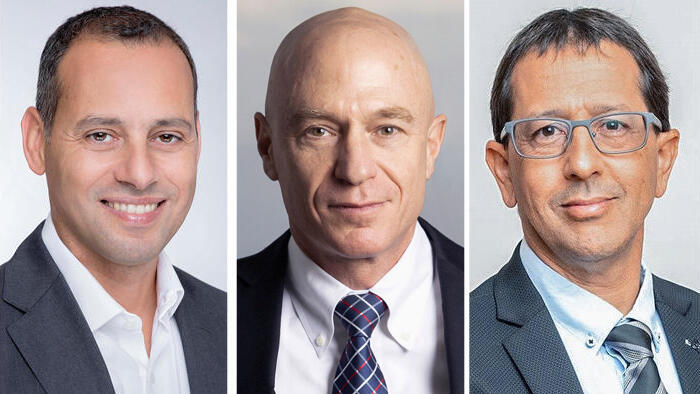 מימין ניר כהן מנכ"ל הראל יורם נוה מנכ"ל כלל ביטוח ו אייל בן סימון מנכ"ל הפניקס