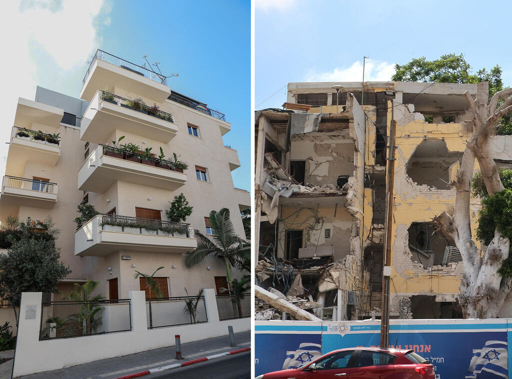 שיקום המבנה לשימור שנפגע מטיל איראני הבניין לפני ואחרי השיפוץ