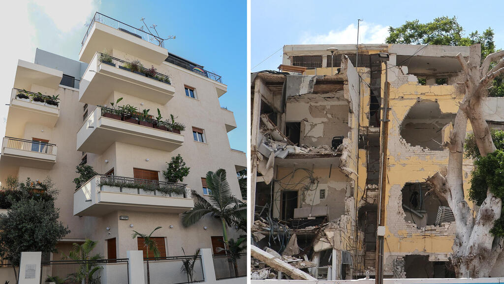 שיקום המבנה לשימור שנפגע מטיל איראני הבניין לפני ואחרי השיפוץ
