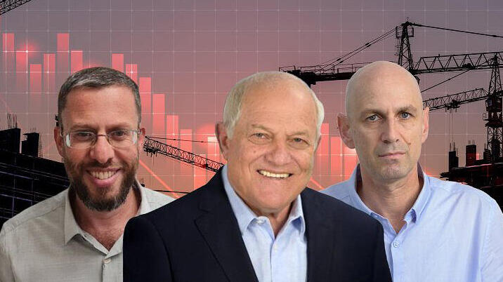 מימין מנכ"ל קבוצת יסודות עוד אייל בלכר כהן שר הבינוי והשיכון חיים כץ ומנכ"ל רמי יהודה אליהו