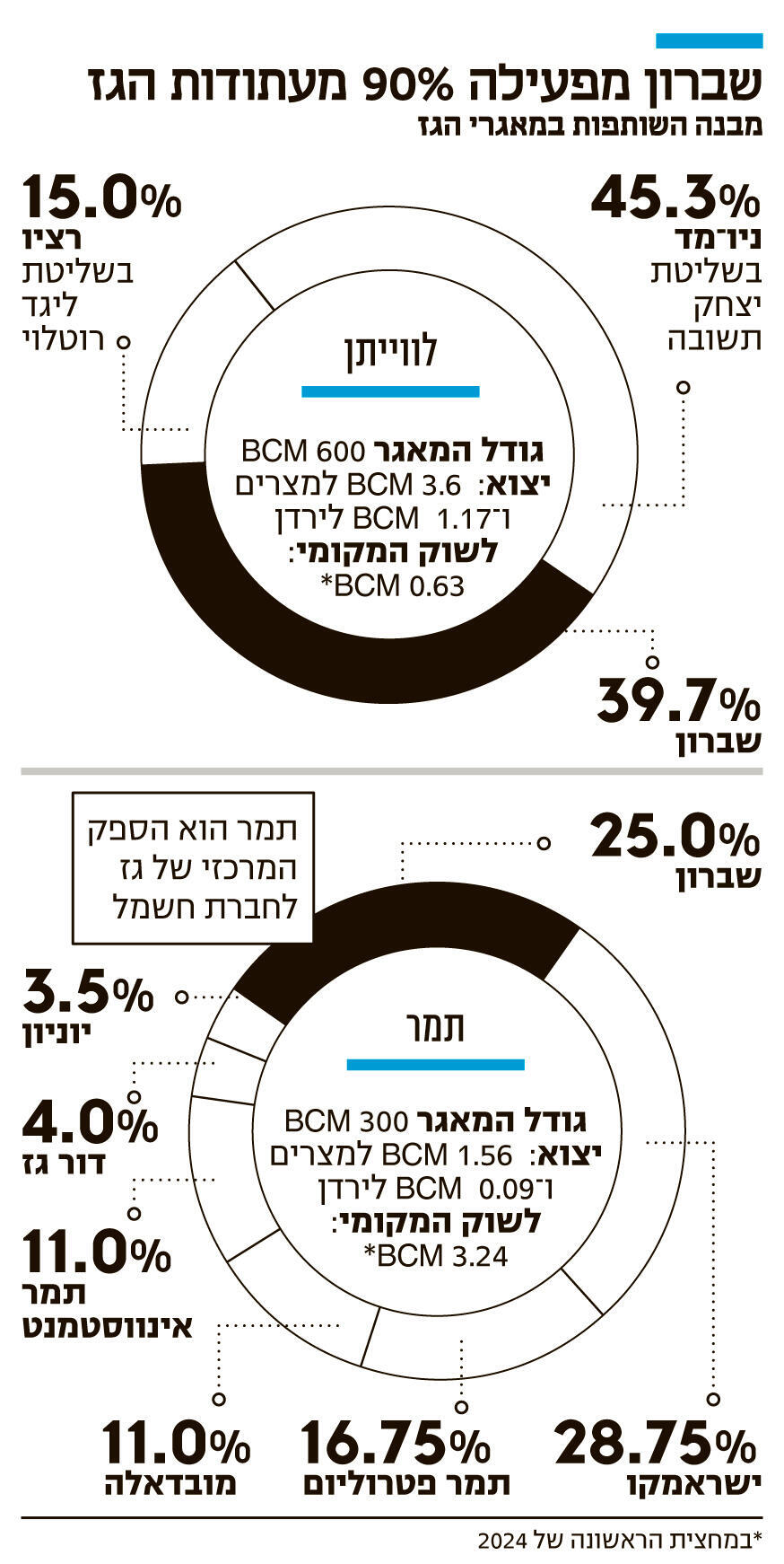 אינפו שברון מפעילה 90% מעתודות הגז