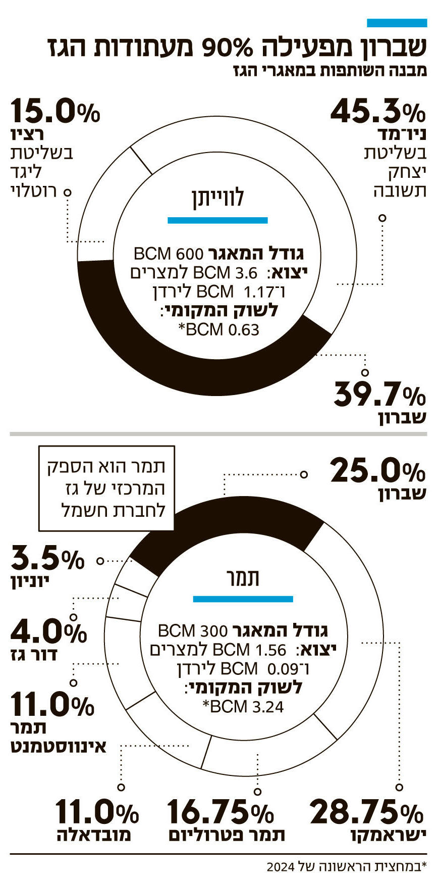 אינפו שברון מפעילה 90% מעתודות הגז